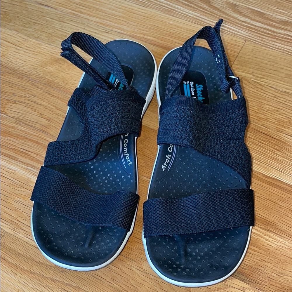 Skechers Black Sandals Arch Comfort Outdoor Lifestyle 8